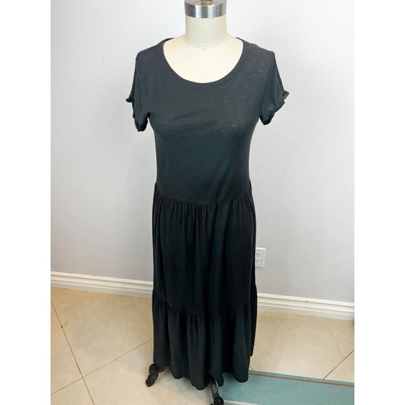 NATION LTD Roman Cotton Tiered T-shirt Dress Sz XS Washed Black - Picture 6 of 15